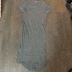 Oak + Fort Gray Ribbed T-Shirt Midi Dress
